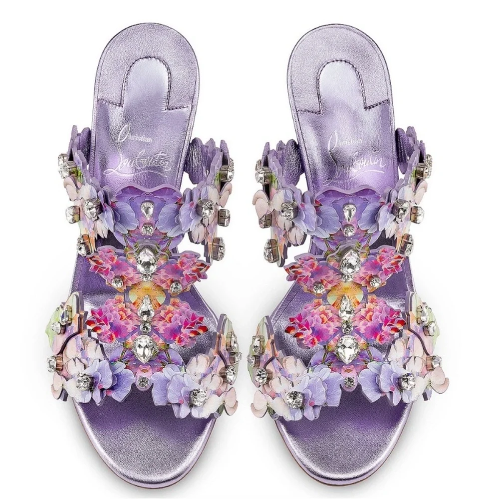 Christian Louboutin Flora 85mm crystal accent wedding heels RETAIL 2,995